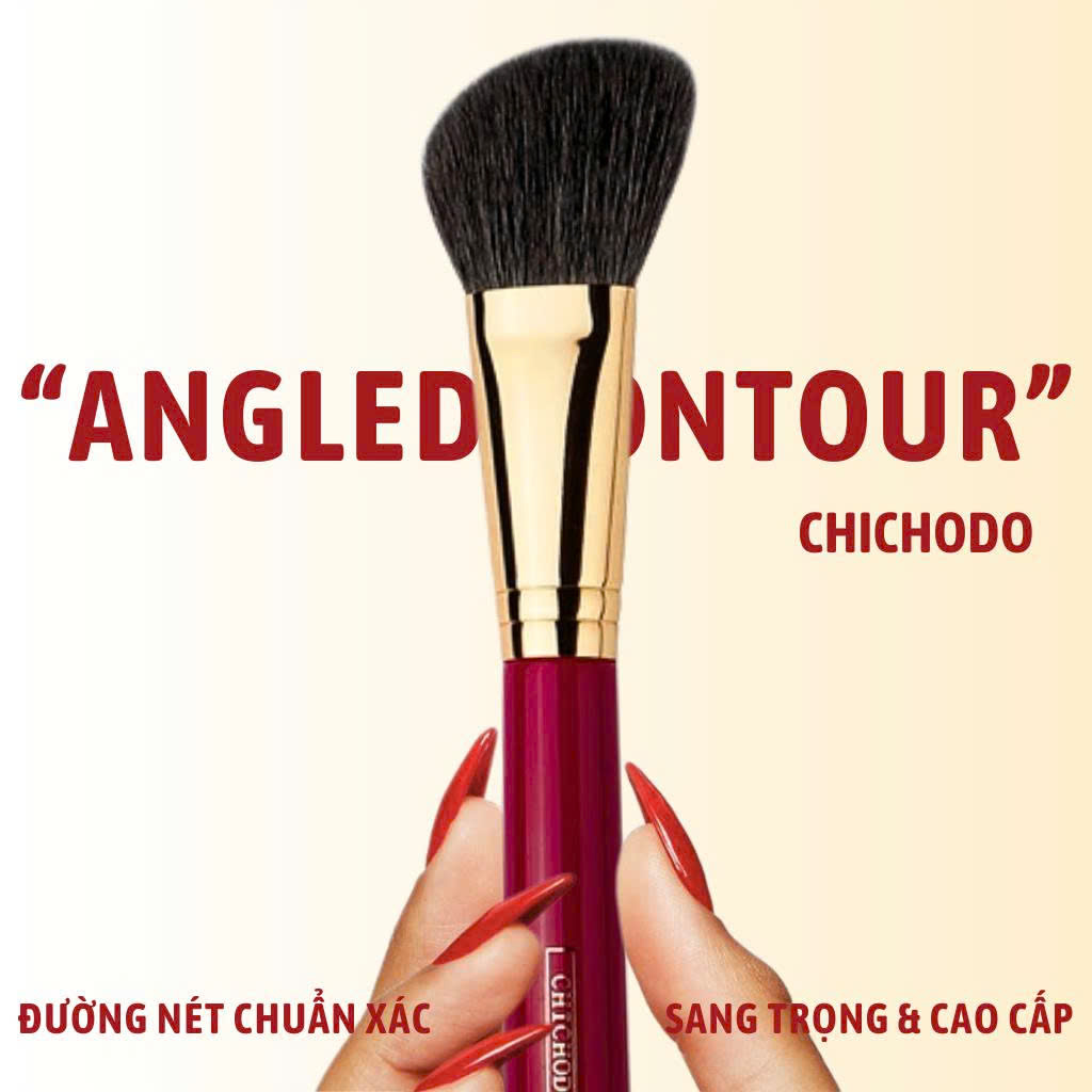 Cọ Tán Má Hồng, Cọ Tạo Khối CHICHODO Angled Contour C106 Lông Mềm Tự Nhiên Bám Phấn Tốt